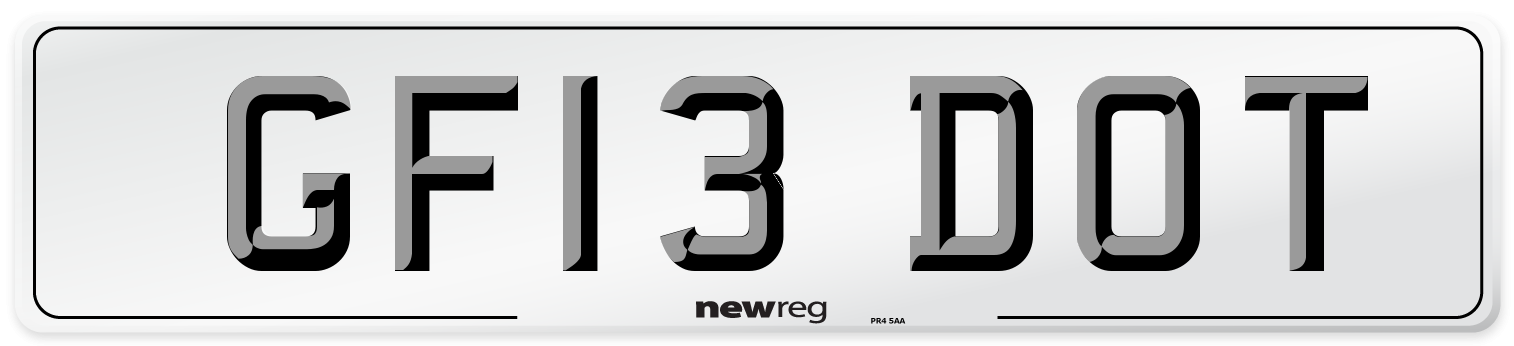 GF13 DOT Number Plate from New Reg